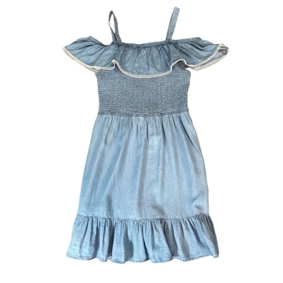 (5 for $25) SO‎ Chambray Smocked Summer Dress size Medium - Picture 5 of 6